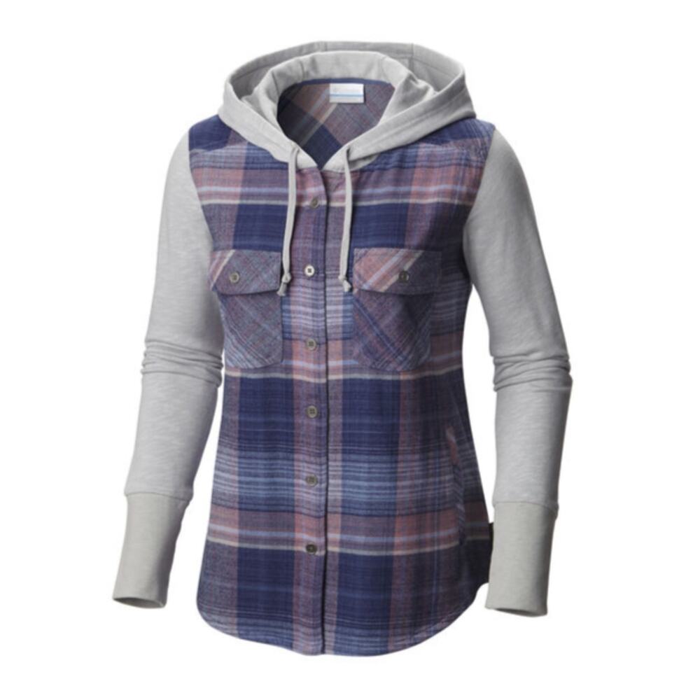Women's Columbia Canyon Point II Flannel Shirt Jacket Hoodie Size Large